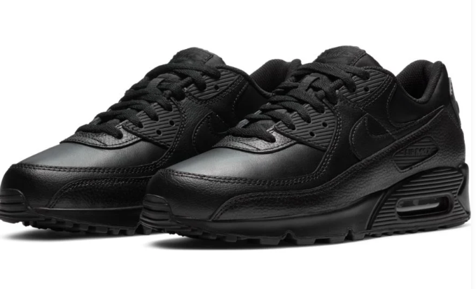 Nike Air Max 90 LTR Men's Leather Sneakers – Triple Black